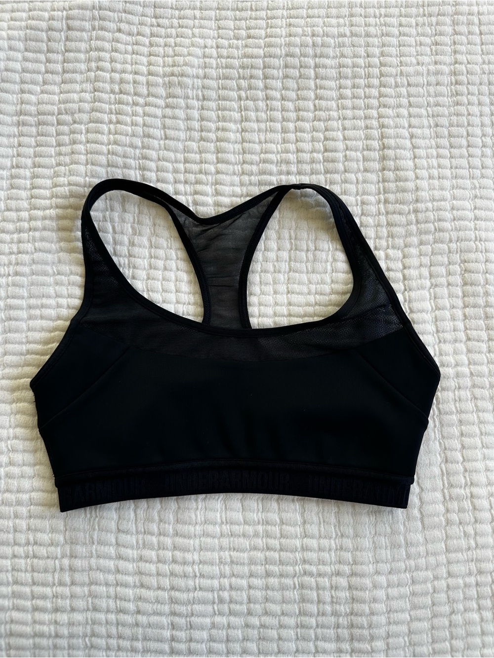 Under Armour Black Racerback Sports Bra with Mesh Details